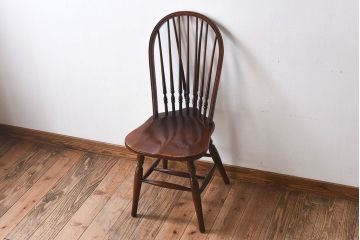 中古　ビンテージ　秋田木工　背もたれがお洒落なスティックバックチェア(椅子)(1)