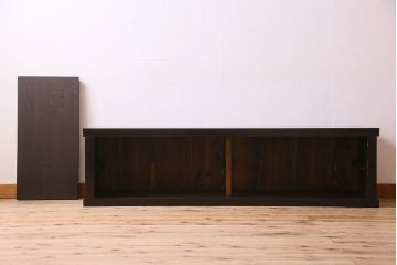 【0様ご成約済み】古民具・骨董　六尺　縦桟引き戸の収納箪笥ローボード(水屋箪笥、リビングボード、テレビボード、テレビ台、キャビネット、収納棚)