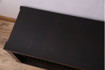 【0様ご成約済み】古民具・骨董　六尺　縦桟引き戸の収納箪笥ローボード(水屋箪笥、リビングボード、テレビボード、テレビ台、キャビネット、収納棚)