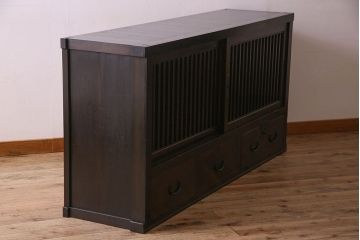 アンティーク家具　古民具・骨董　六尺　明治大正期　前面檜材!収納箪笥サイドボード(水屋箪笥)