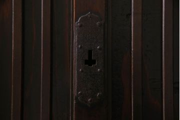 アンティーク家具　古民具・骨董　六尺　明治大正期　前面檜材!収納箪笥サイドボード(水屋箪笥)