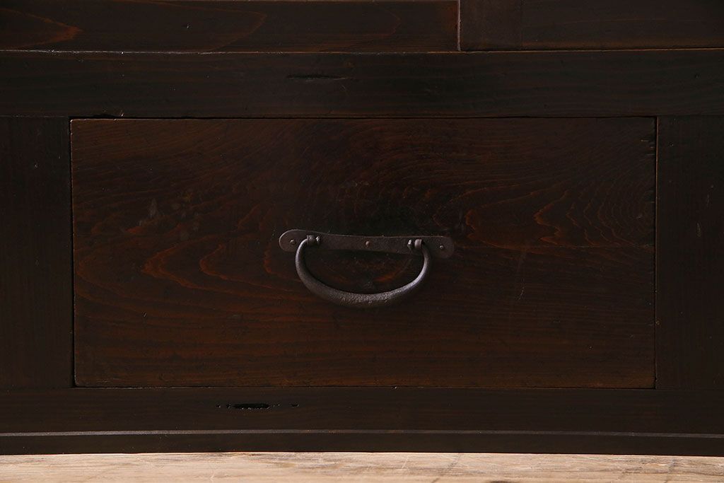 アンティーク家具　古民具・骨董　六尺　明治大正期　前面檜材!収納箪笥サイドボード(水屋箪笥)