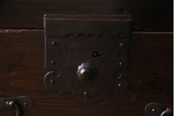 アンティーク家具　古民具・骨董　六尺　明治大正期　前面檜材!収納箪笥サイドボード(水屋箪笥)