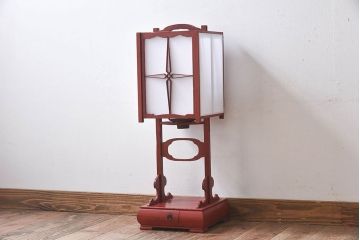アンティーク雑貨　希少!朱塗りが魅力的な江戸時代の行灯(フロアスタンド)