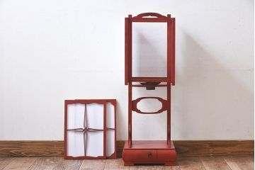 アンティーク雑貨　希少!朱塗りが魅力的な江戸時代の行灯(フロアスタンド)