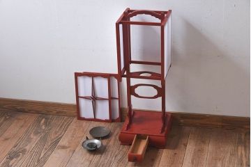 アンティーク雑貨　希少!朱塗りが魅力的な江戸時代の行灯(フロアスタンド)