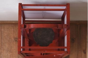 アンティーク雑貨　希少!朱塗りが魅力的な江戸時代の行灯(フロアスタンド)