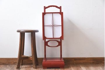 アンティーク雑貨　希少!朱塗りが魅力的な江戸時代の行灯(フロアスタンド)