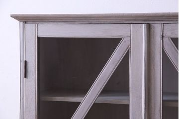 ペイント家具　印象的なデザインの扉が素敵なブックケース(本箱、収納棚、飾り棚)