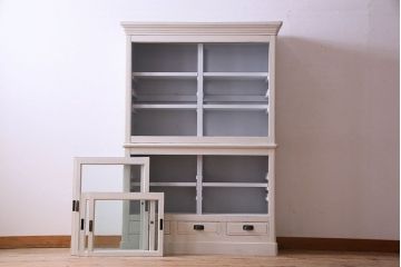 アンティーク家具　大正〜昭和期　暖かみのある色合いが素敵な食器棚(収納棚、戸棚、飾り棚、ガラスケース)