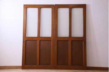 ダイヤガラス入り　昭和レトロのガラス引き戸(ガラス戸)2枚組