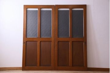 ダイヤガラス入り　昭和レトロのガラス引き戸(ガラス戸)2枚組