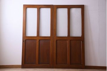 ダイヤガラス入り　昭和レトロのガラス引き戸(ガラス戸)2枚組