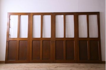 クリアガラス入り　昭和レトロのガラス引き戸(ガラス戸)4枚組(1)