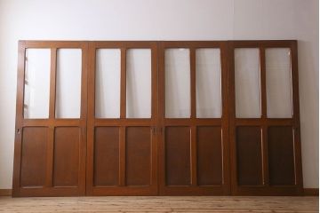 クリアガラス入り　昭和レトロのガラス引き戸(ガラス戸)4枚組(1)