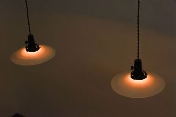 昭和レトロ　懐かしさ漂う平笠の天井照明(電笠)2ヶセット
