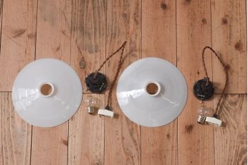 昭和レトロ　懐かしさ漂う平笠の天井照明(電笠)2ヶセット