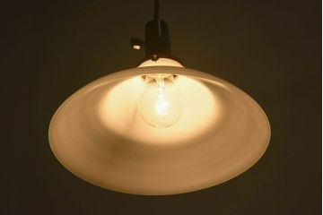 昭和レトロ　温かみのある平笠のシェード(電笠)(3)