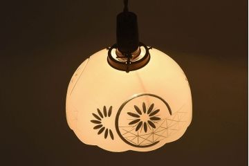 和製アンティーク　切子入り!和の趣溢れる大正期の天井照明(シェード、電笠)
