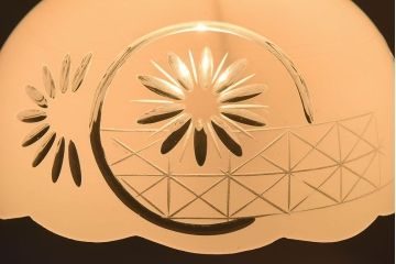 和製アンティーク　切子入り!和の趣溢れる大正期の天井照明(シェード、電笠)