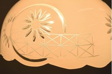 和製アンティーク　切子入り!和の趣溢れる大正期の天井照明(シェード、電笠)