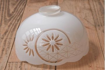 和製アンティーク　切子入り!和の趣溢れる大正期の天井照明(シェード、電笠)
