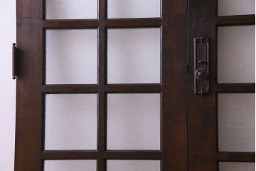 和製アンティーク　ダイヤガラス入り　両開き　落ち着いた雰囲気漂うドア2枚組