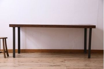 アンティーク家具　和製アンティーク　木挽き板使用　存在感抜群の鉄脚テーブル(作業台)