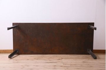アンティーク家具　和製アンティーク　木挽き板使用　存在感抜群の鉄脚テーブル(作業台)
