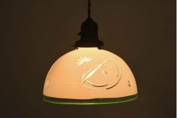 和製アンティーク　美しい切子入りの天井照明(シェード、電笠)