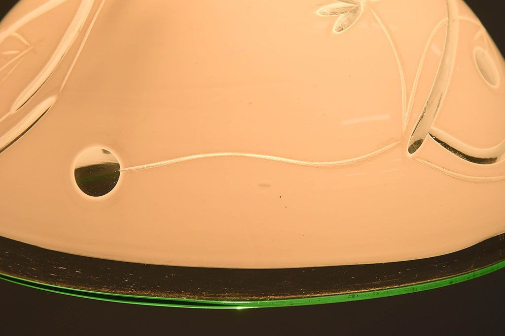 和製アンティーク　美しい切子入りの天井照明(シェード、電笠)