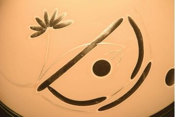 和製アンティーク　美しい切子入りの天井照明(シェード、電笠)