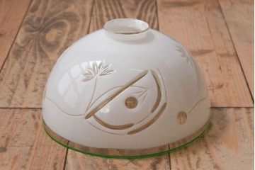 和製アンティーク　美しい切子入りの天井照明(シェード、電笠)