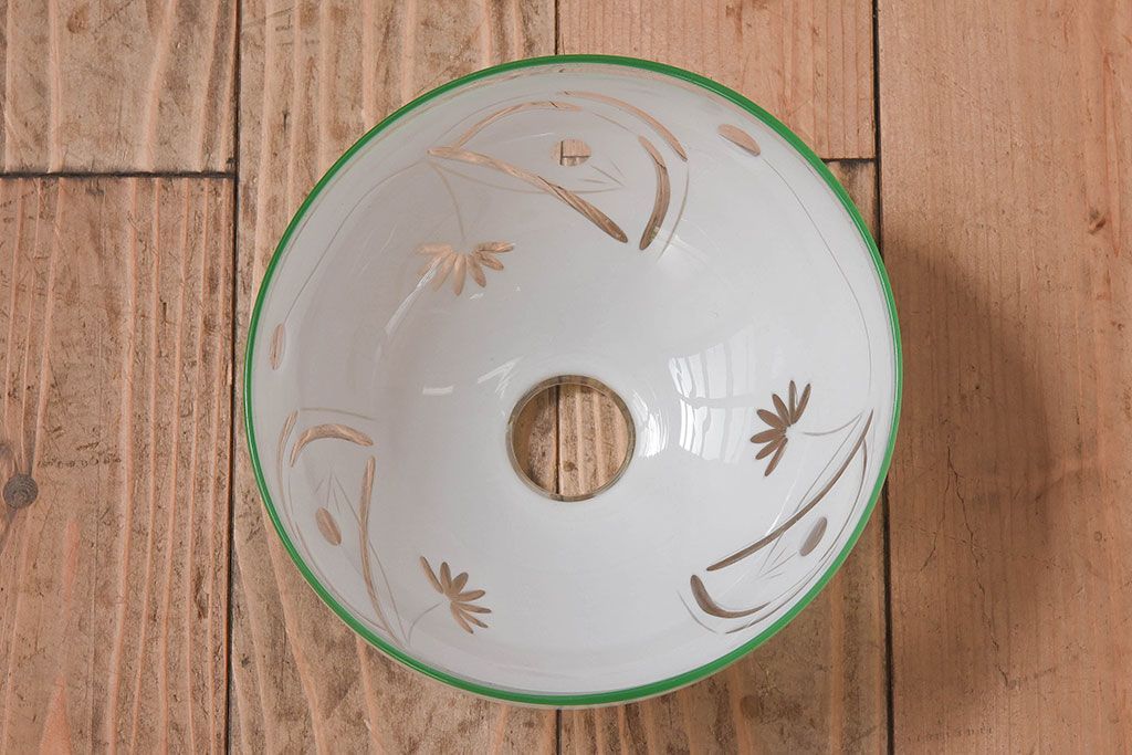 和製アンティーク　美しい切子入りの天井照明(シェード、電笠)