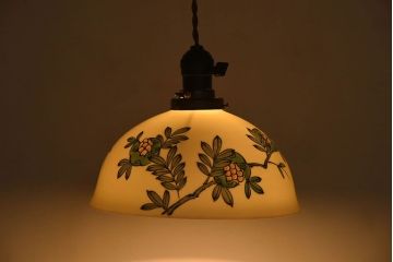 和製アンティーク　オールドノリタケ(日陶)　手書き柘榴の図　天井照明(シェード、電笠)