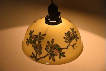和製アンティーク　オールドノリタケ(日陶)　手書き柘榴の図　天井照明(シェード、電笠)