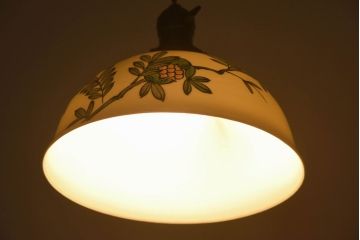 和製アンティーク　オールドノリタケ(日陶)　手書き柘榴の図　天井照明(シェード、電笠)