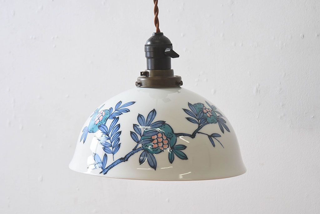 和製アンティーク オールドノリタケ(日陶) 手書き柘榴の図 天井照明(シェード、電笠)