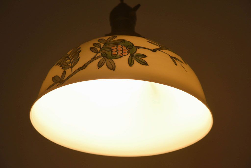 和製アンティーク オールドノリタケ(日陶) 手書き柘榴の図 天井照明(シェード、電笠)