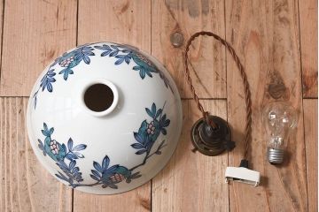 和製アンティーク オールドノリタケ(日陶) 手書き柘榴の図 天井照明(シェード、電笠)