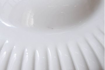 和製アンティーク　青縁フリルシェードの天井照明(花笠、電笠、吊り下げ照明、ペンダントライト)(R-025819)