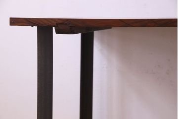 アンティーク家具　和製アンティーク　古材使用　欅材の鉄脚テーブル(作業台)(2)