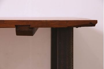アンティーク家具　和製アンティーク　古材使用　欅材の鉄脚テーブル(作業台)(2)