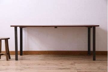 アンティーク家具　和製アンティーク　古材使用　欅材の鉄脚テーブル(作業台)(2)