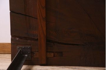 アンティーク家具　和製アンティーク　古材使用　欅材の鉄脚テーブル(作業台)(2)