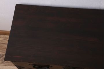 アンティーク家具　明治大正期　鋲が豪華な時代箪笥ローボード(ローチェスト、引き出し)(1)