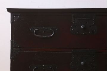 アンティーク家具　明治大正期　鋲が豪華な時代箪笥ローボード(ローチェスト、引き出し)(1)