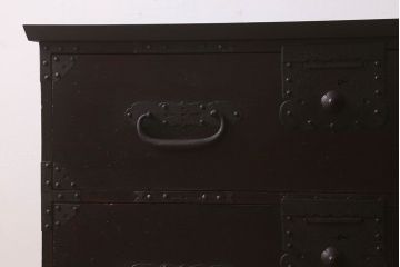 アンティーク家具　明治大正期　鋲が豪華な時代箪笥ローボード(ローチェスト、引き出し)(2)