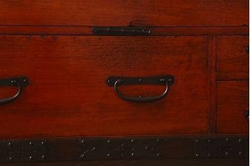 アンティーク家具　和製アンティーク　脚付き!観音開き時代箪笥ローボード(ローチェスト、引き出し、リビングボード)