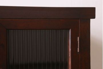 アンティーク家具　和製アンティーク　前面ケヤキ材　モールガラス入りの収納棚(食器棚、本箱、ブックケース)